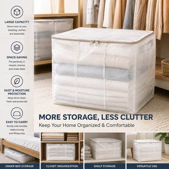 13 Inch Cube Storage Bag, Foldable Fabric Storage Organizer, Lightweight & Portable with Spacious Capacity for Clothes, Bedding, Toys & Closet