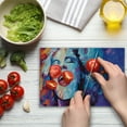 thumbnail image 4 of Jazz Music Cutting Board, Illustration of Singer on Grunge Background Performing Singing Woman Image, Decorative Tempered Glass Cutting and Serving Board, Small Size, Blue Purple Red, by Ambesonne, 4 of 5