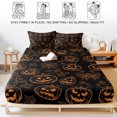 thumbnail image 5 of Twin Sze Fitted Sheet Set - Orange Pumpkins Halloween 2 Piece Bedding Sets 16" Deep Pocket Fitted Sheet with 1 Pillowcase, Autumn Botanical Black Brushed Microfiber Hotel Luxury Bed Sheets, 5 of 9