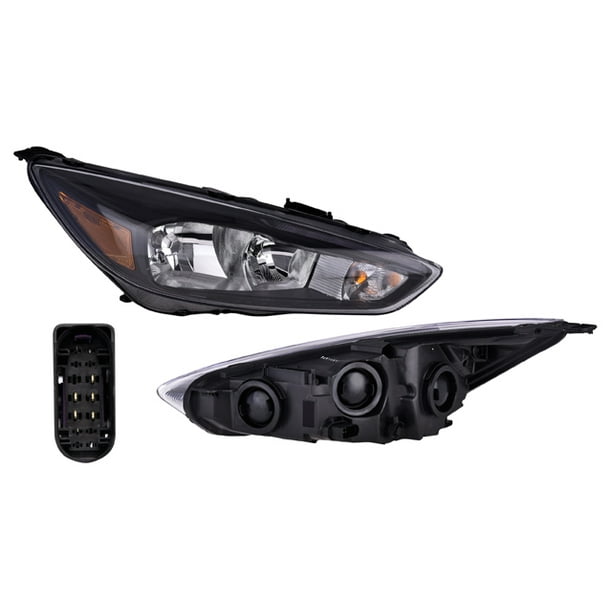 FARO DEPO para Ford Focus 2015 al 2016 Derecho/Pasajero con luz de DIA Fondo Negro