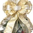 thumbnail image 3 of Christmas Tree Bow Decorations Topper Large Glitter Bow-Knot Christmas Tree Decorations Topper_Beige Gold, 3 of 7