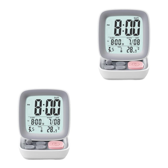 Bewildely Desktop wake up Clock with Date Clock Temperature Type Computer 2piezas Blanco Tipo de carga