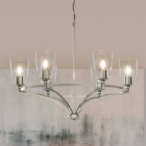 Luxury Tranditional Chandelier, 14H x 30W, with Transitional Style, Brushed Nickel, UHP4263 by Urban Ambiance