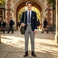 thumbnail image 2 of Boys Formal Straight Leg Dress Pants, Elastic Waist Solid Plaid Kids Slacks Trousers for School Uniform Performance Piano Host Daily Casual Outdoor Wear(Grey,11-12 Years), 2 of 4