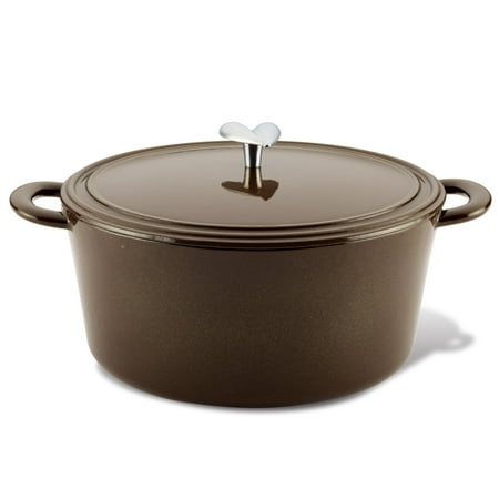 Ayesha Collection Cast Iron Dutch Oven with Lid, 6 Quart, Brown Sugar