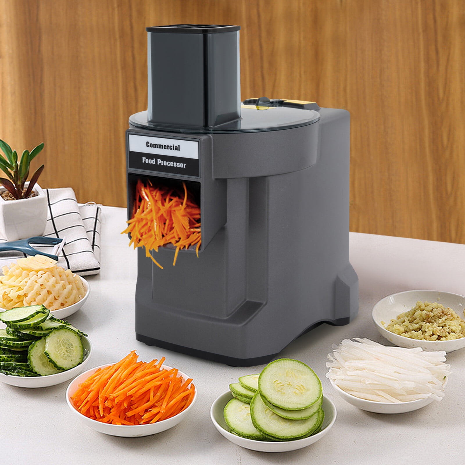 3-in-1 Commercial Vegetable Processor, Vegetable Slicer Shredder Dicer, Electric Food Processor with 3 Blades