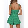 thumbnail image 3 of Summer Spaghetti Strap Women Boho Floral Wide Leg Short Romper Smocked Jumpsuit, 3 of 4