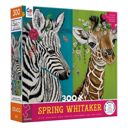 Ceaco 300-Piece Spring Whitaker Spots and Stripes Interlocking Jigsaw Puzzle