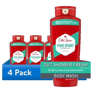 (4 pack) Old Spice High Endurance Men's Body Wash, Pure Sport Scent, 24 fl oz