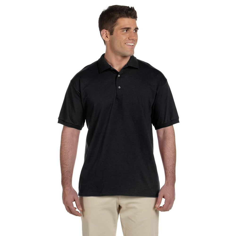 Gildan - The Gildan Adult Ultra Cotton 6 oz Jersey Polo Shirt - BLACK ...