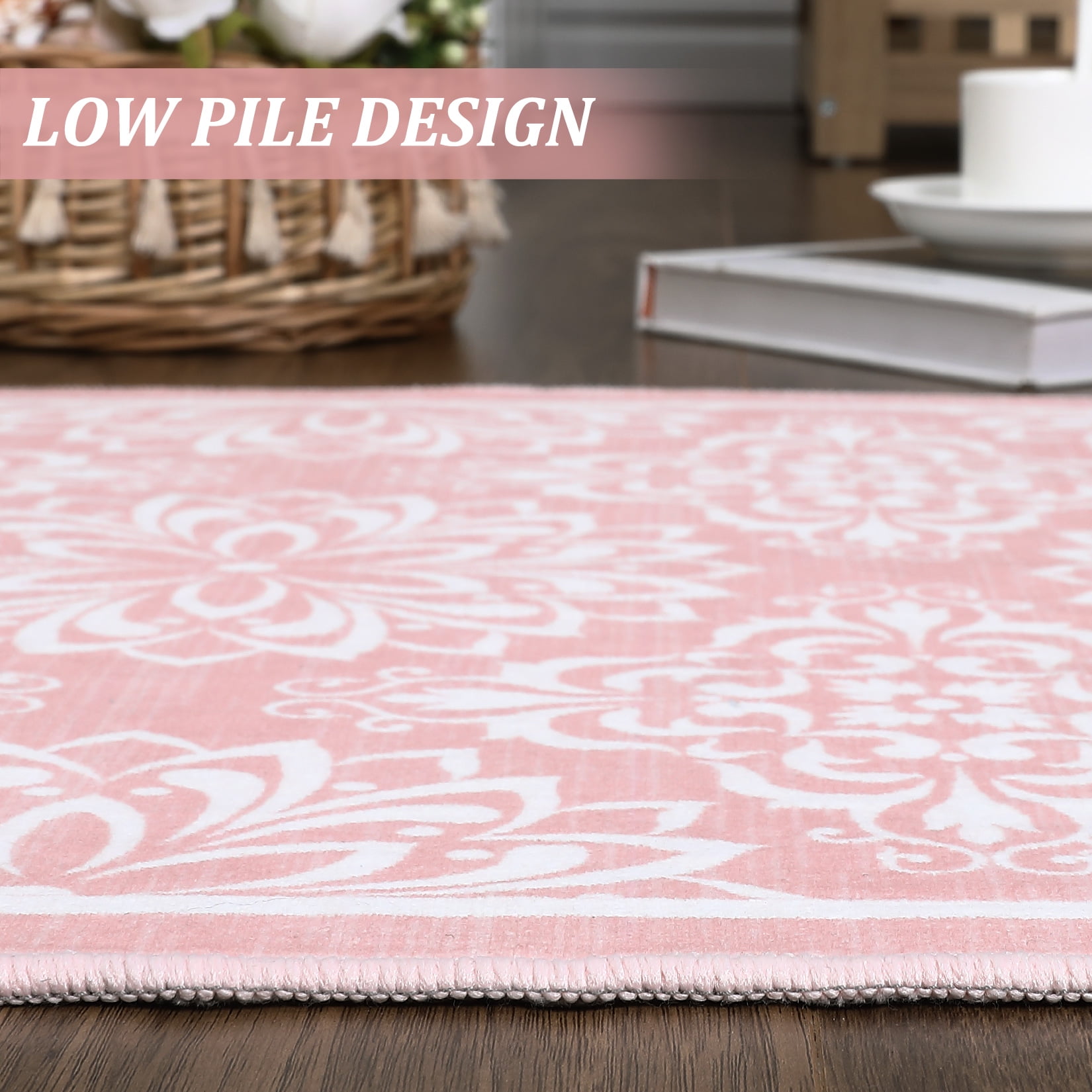 Hasoo 5' x 7' Area Rugs for Living Room Modern Austere European Area Rugs Machine Washable Rugs Bedroom Dining Room Kitchen Carpet Pink