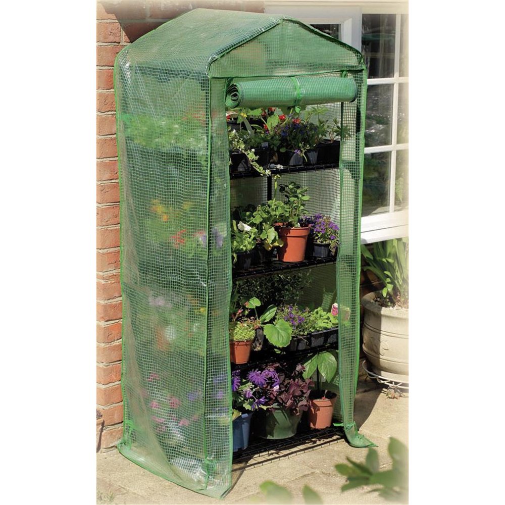 Gardman 4 Tier Mini Greenhouse with Heavy Duty Cover 5'3" H x 2'3" W x