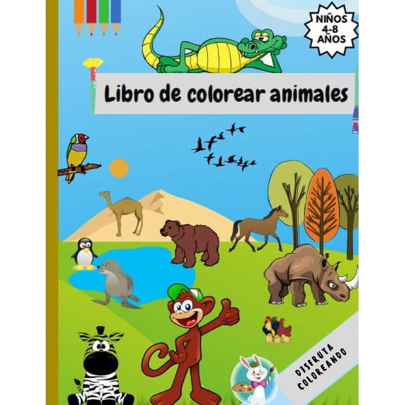 Libro de colorear animales Disfruta coloreando Niños 4-8 años.: Libro/Cuaderno para colorear animales para niños y niñas, (Paperback)