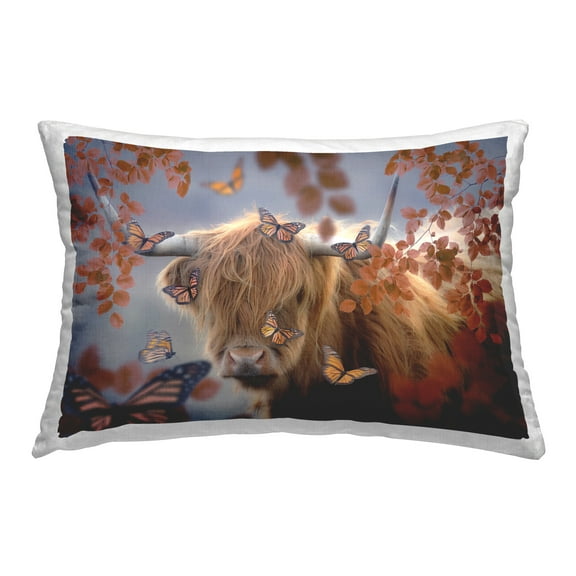 Stupell Industries Monarch Butterflies & Cattle Decorative Printed Throw Pillow Design by Reinders.