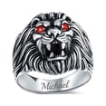thumbnail image 5 of Bling Jewelry Mens Mens Silver Ring Red Ruby Eyes Lion Design Solid Oxidized .925 Sterling Silver, 5 of 5