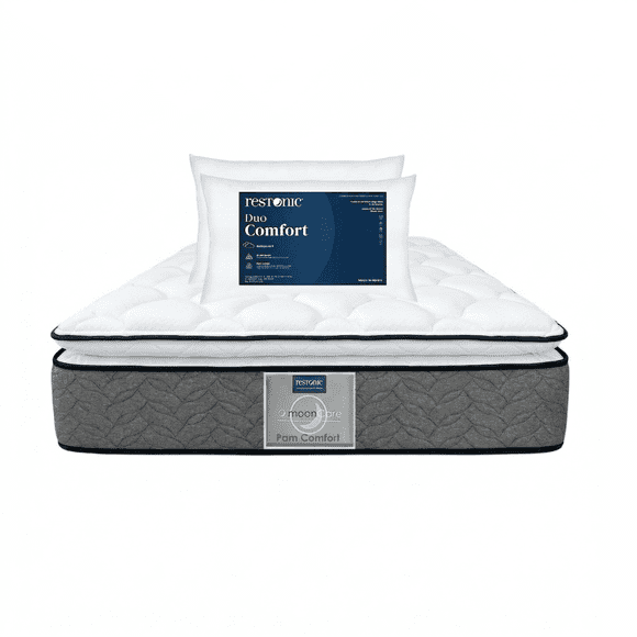 Colchón Queen Size Restonic Pam Ultra Confort Ortopédico + 2 Almohadas