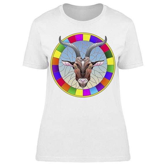 Stained Glass Goat Head T-Shirt Women -Image by Shutterstock, Female Large