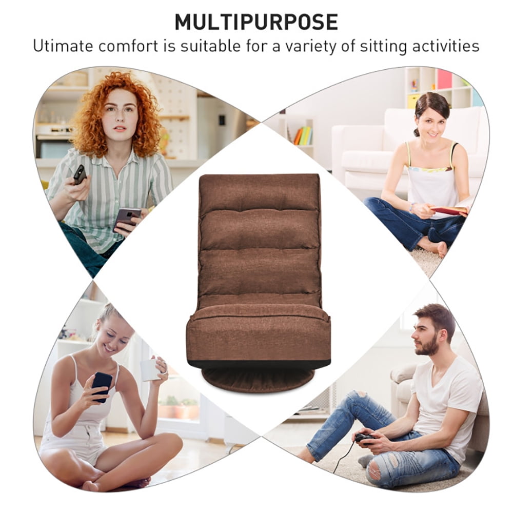 Finihen 360 Degree Swivel Floor Chair, 5-Position Folding Floor Gaming Chair, Lazy Lounge Chair for Relaxing Reading Gaming TV Watching, Rustic Brown Finihen 360 Degree Swivel Floor Chair, 5-Position Folding Floor Gaming Chair, Lazy Lounge Chair for Relaxing Reading Gaming TV Watching, Rustic Brown
