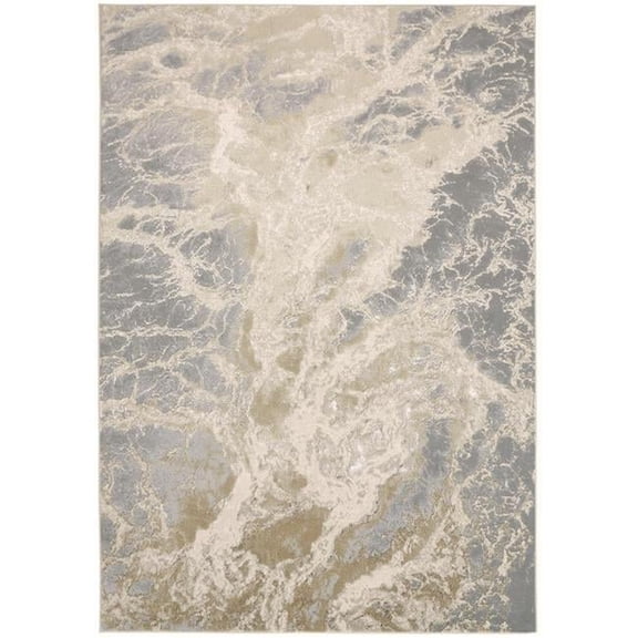 12 x 18 ft. Ivory Silver & Gold Abstract Rectangle Area Rug - Ivory Silver and Gold - 12 x 18 ft.