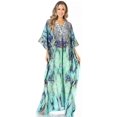 thumbnail image 5 of Sakkas Yeni Women's Short Sleeve V-neck Summer Floral Long Caftan Dress Cover-up - 475 - One Size, 5 of 5