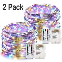 2 Packs 66 ft 200 LED Fairy Lights, Twinkle Lights with Remote Timer, Waterproof Copper Wire Decorative String Lights for Christmas Thanksgiving Patio Wedding Party Indoor Outdoor Decor, Colorful