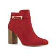 thumbnail image 1 of BLISSFUL STEP Ankle Boots Solid Round Toe Side Zip Buckle Heels Red 9, 1 of 7