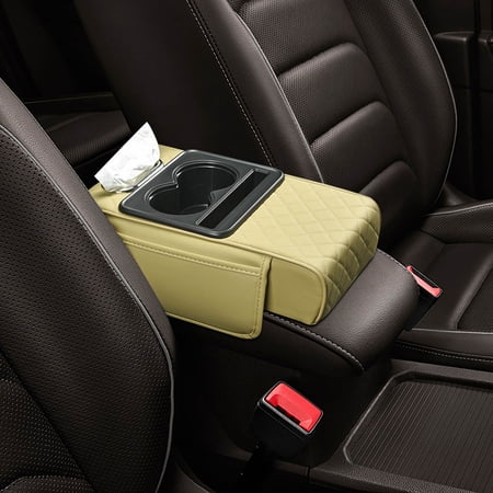 Car Armrest Box Pad, 3-in-1 Multifunctional Elbow Pad with Tissue Box Storage Bag, Car Seat Organizer