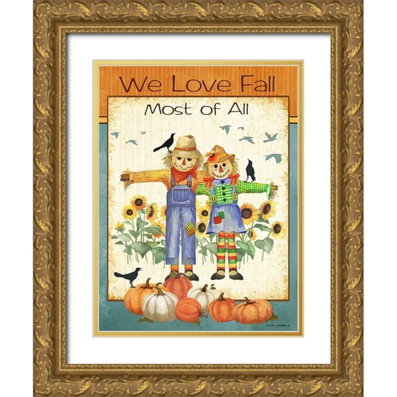 Phillips, Anita 19x24 Gold Ornate Wood Framed with Double Matting Museum Art Print Titled - Love Fall
