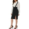 thumbnail image 4 of INSPIRE CHIC Women's High Waist Adjustable Strap Solid Pencil Suspender Skirt, 4 of 5