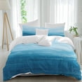 thumbnail image 2 of Sky Blue Ombre Bedding 3 Piece Duvet Cover Set Full Size, Modern Abstract Art Ocean Oil Painting Soft Microfiber Comforter Cover with Zipper Closure & Pillowcases, Wrinkle & FadeResistant Quilt Cover, 2 of 9