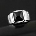 thumbnail image 2 of Black Agate Ring Mens Opening Adjustable Fashion Jewelry Mens Cupronickel Gift, 2 of 5