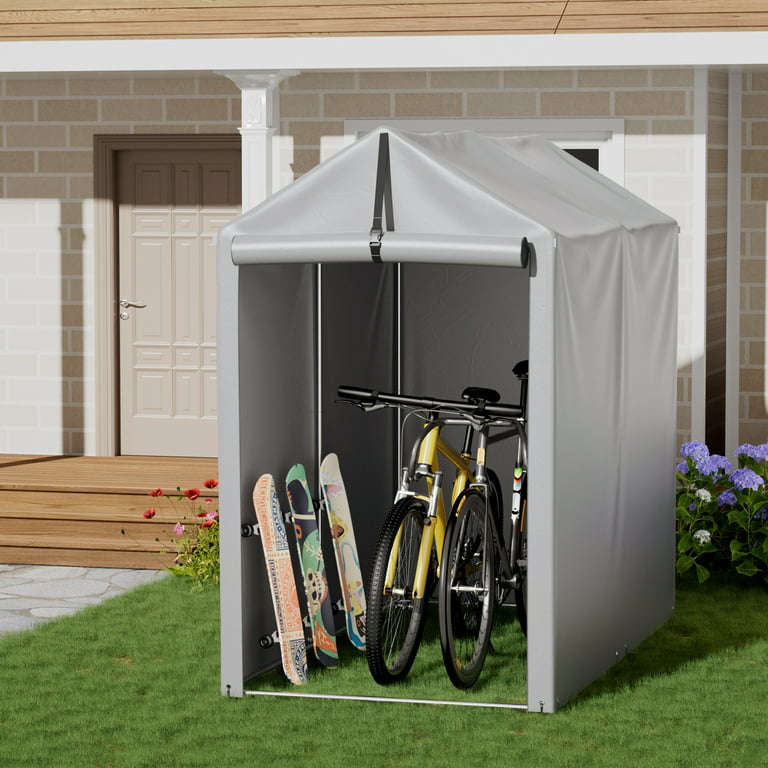 Vineego 3x6x5 ft Outdoor Storage Shed Portable Garage Shelter, Outdoor Shed  with Roll-up Zipper Door, Storage Shelter for Motorcycle, Lawn Mower, Bike,  Anti-Snow Portable Garage Kit Tent, Grey 