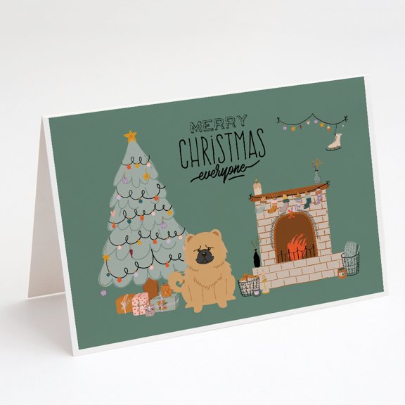 Cream Chow Chow Christmas Everyone Greeting Cards and Envelopes Pack of 8