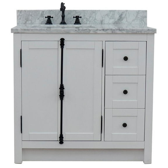 Plantation 37" Solid Wood Single Vanity with Left Rectangle Sink in Glacier Ash