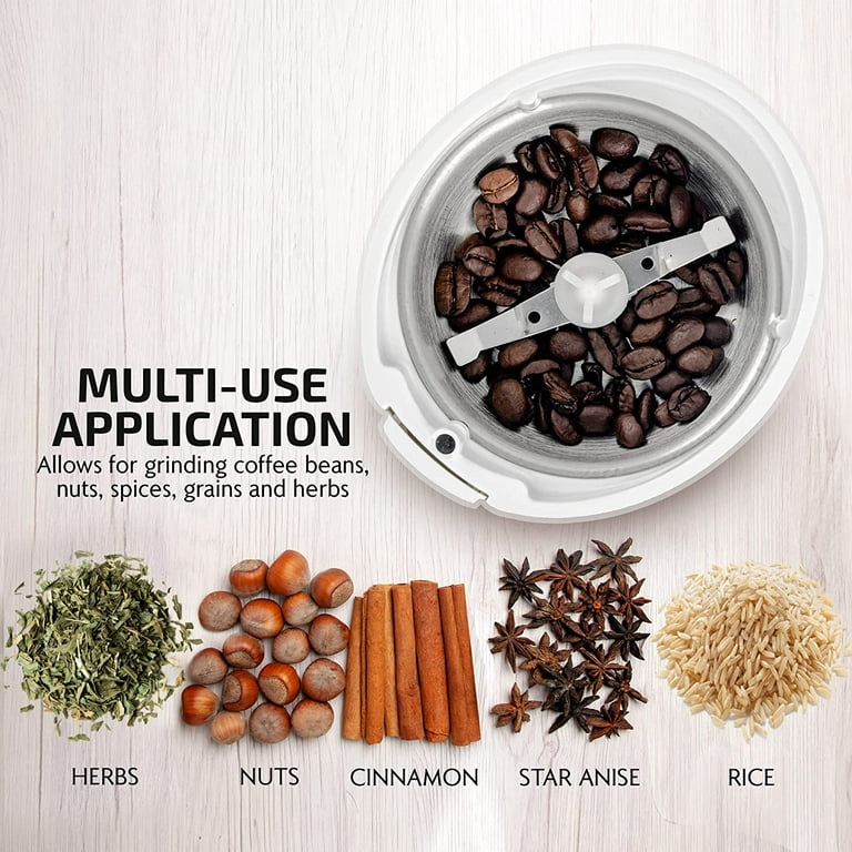 Effortless Grinding Of Coffee, Herbs, Spices, Nuts & Grains - Electric  Stainless Steel Coffee & Spice Grinder