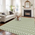 thumbnail image 2 of Large Area Rugs for Living Room Bedroom, Sage Green Geometric 5'x8' Rug Washable Carpet Runner Indoor Outdoor, Minimalism Solid Color Striped Lines Non Slip Floor Mats Rug for Kitchen, Bathroom, 2 of 8