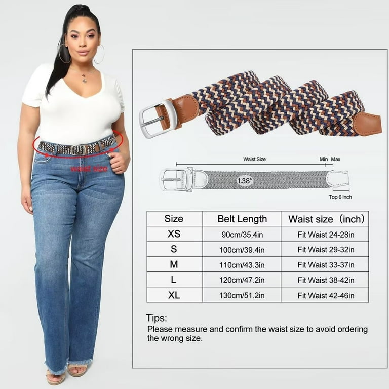 JASGOOD Men and Women Braided Belt Stretch Belts Multicolored Woven Golf  Belt Elastic Jean Belts 