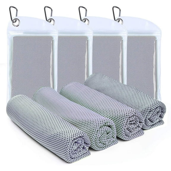 4 Packs Cooling Towel (40"x 12") Ice Sports Towel Cool Neck Towel Soft Breathable Chilly Towel Microfiber Towel for Gym Workout F