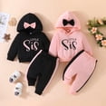 thumbnail image 5 of Esaierr Toddler Newborn Girls Letter Hooded Top Long Pants Set for Girls Sweatsuits Outfits Spring Autumn Bow Long Sleeve Solid Pants Set for 3M -3Y, 5 of 5