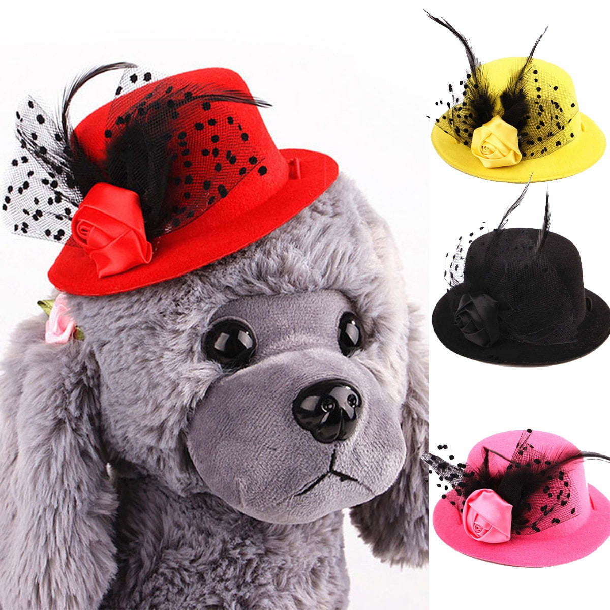 Pet Enjoy Dog Costume Top Hat,Stylish Lace Rose Decor Pet Elegant Hat