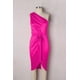 thumbnail image 1 of ABPHQTO Vestido cruzado de tulipán de un hombro con cintura anudada rosa para mujer, 1 of 5