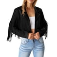 thumbnail image 2 of Campera PRETTYGARDEN Negra de Gamuza Sintética con Flecos XL, 2 of 9