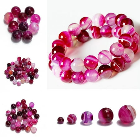 Women Ladies Natural Striped Agate Round Gemstone Loose Spacer Beads DIY Gift,4mm-40pcs color