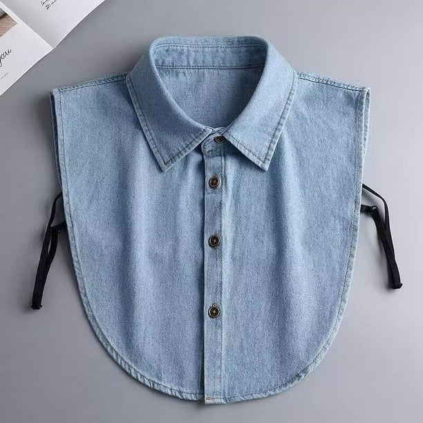 Suéter de mezclilla con cuello falso para mujer, otoño e invierno, cuello combinado, moda informal, suéter con cuello decorativo interior
