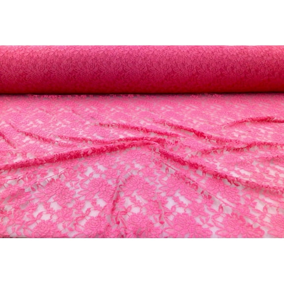 Embroidered Stretch Lace Apparel Fabric Sheer Floral Persian Pink AA315
