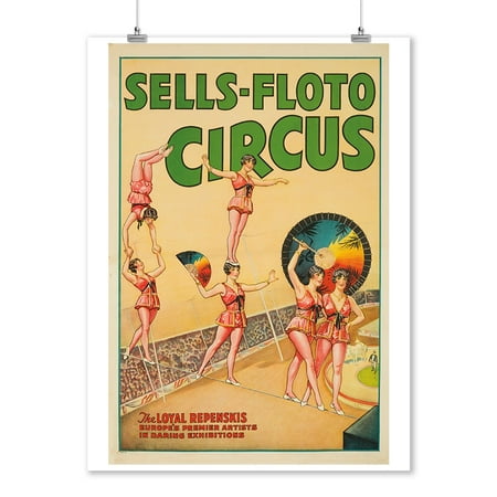 Sells - Floto Circus - The Loyal Repenskis Vintage Poster USA c. 1932 (9x12 Art Print, Wall Decor Travel