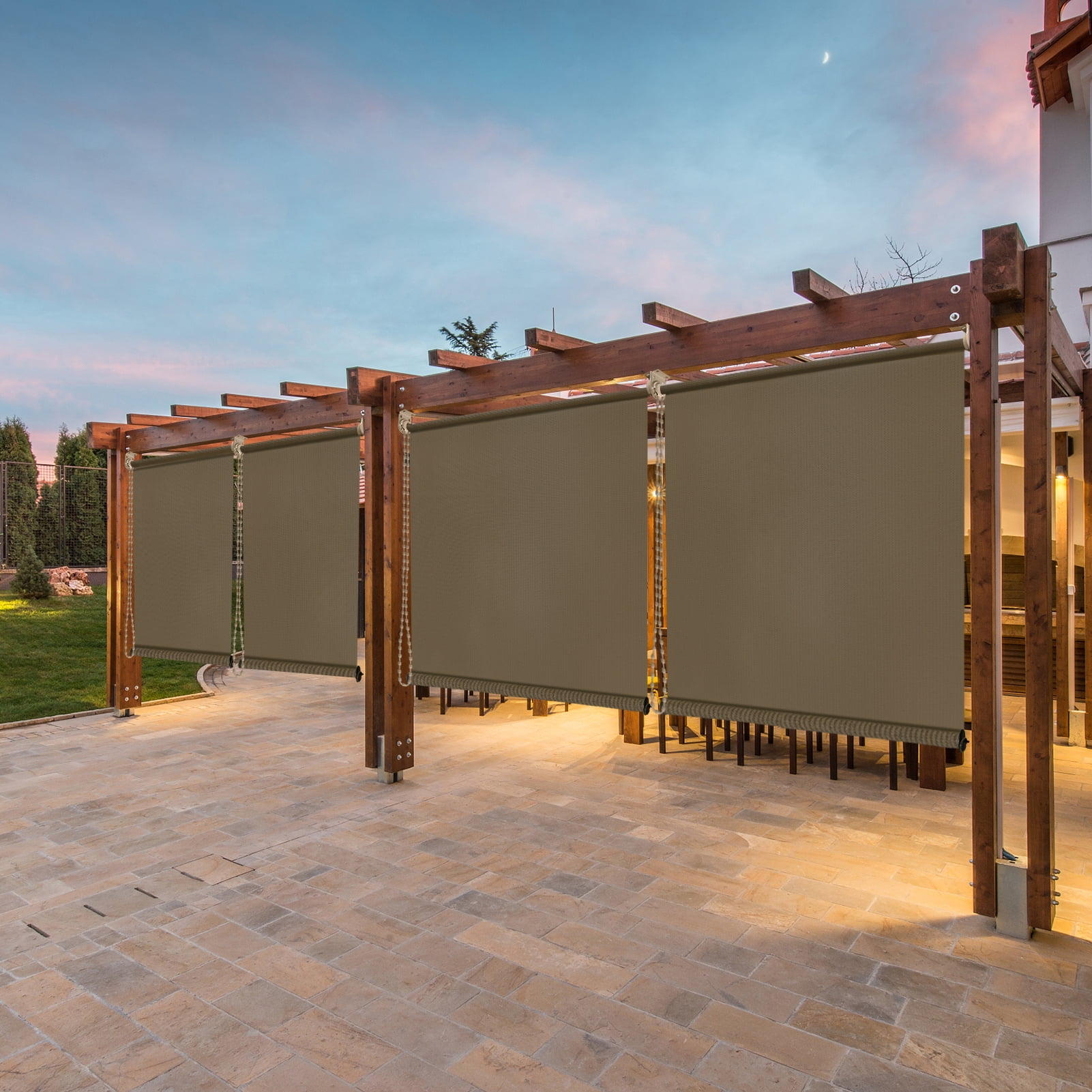 6'X6' HDPE Spliced Roller Shutter, Walnut