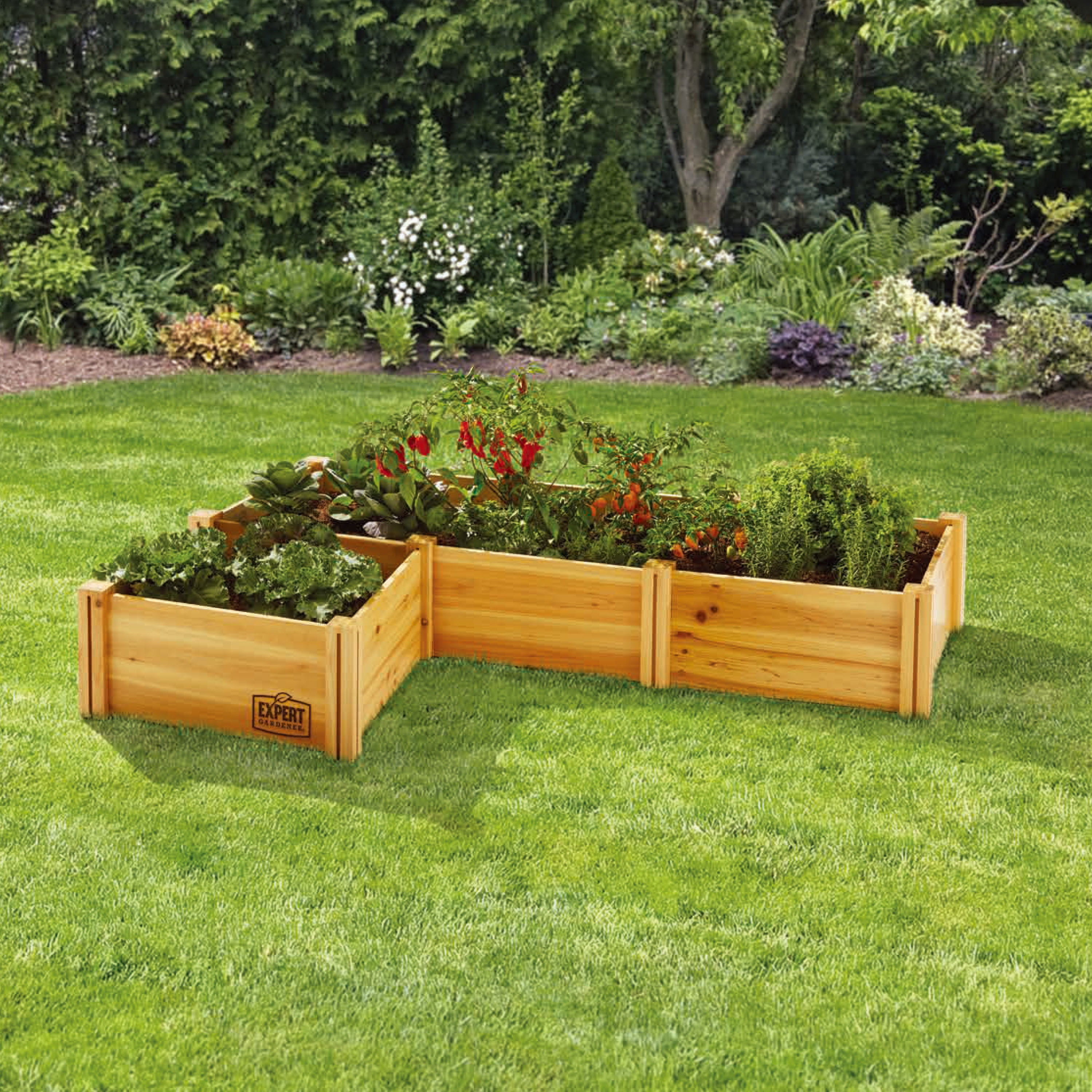 Expert Gardener Wood Garden Bed, 7.4 ft L x 2 ft W x 10.6 in H