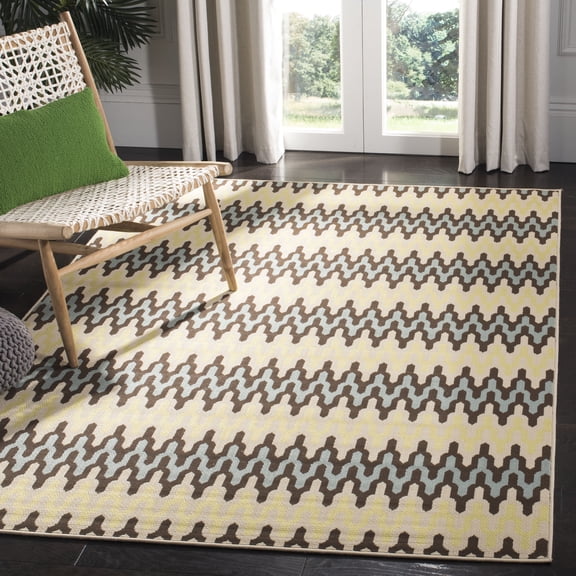 Safavieh Hampton Lacklan Geometric Indoor/Outdoor Area Rug, Light Blue/Green, 8' x 11'