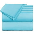 thumbnail image 2 of Extra Deep Pocket 6 Piece Bed Sheet Set – Super Deep Fitted Sheet Fits Mattress from 18-24 inces Depth – Double Brushed Microfiber Sheets with 4 Pillow Cases, Full, Beach Blue, 2 of 6